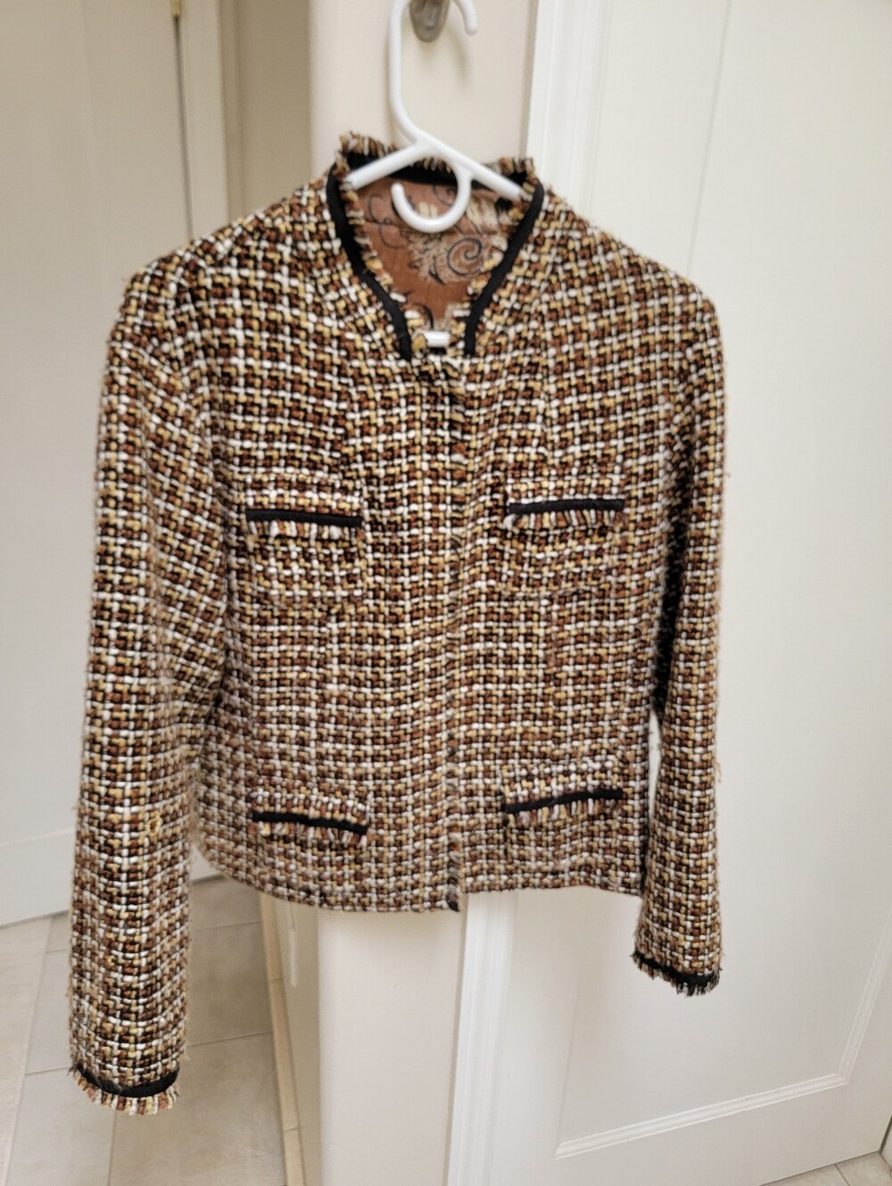 Chico's Size 2 Reversible Jacket/Blazer in Brown Multi